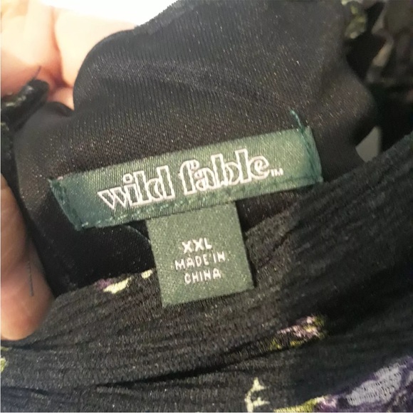 NEW Wild Fable Juniors XXL Black Floral Crepe Halter Dress Lined Tie Around Neck - Picture 8 of 11